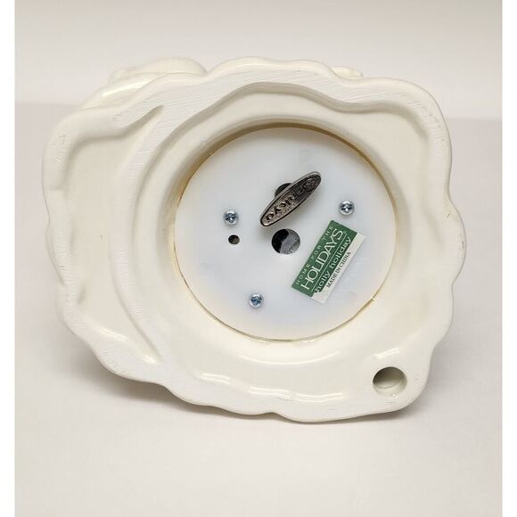 Home For The Holiday Porcelain Egg-Shaped Musical Box Revolving Nativity/Santa - Picture 8 of 16